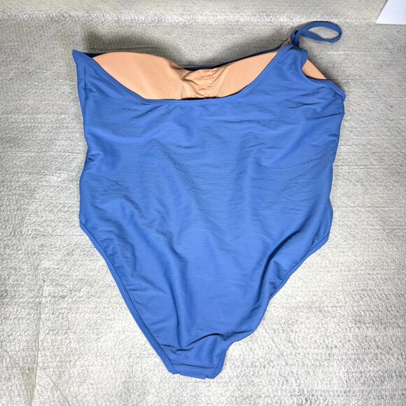 J.Crew Ribbed One Strap‎ One Piece in Blue Ladies Size 22 NEW - Picture 2 of 9